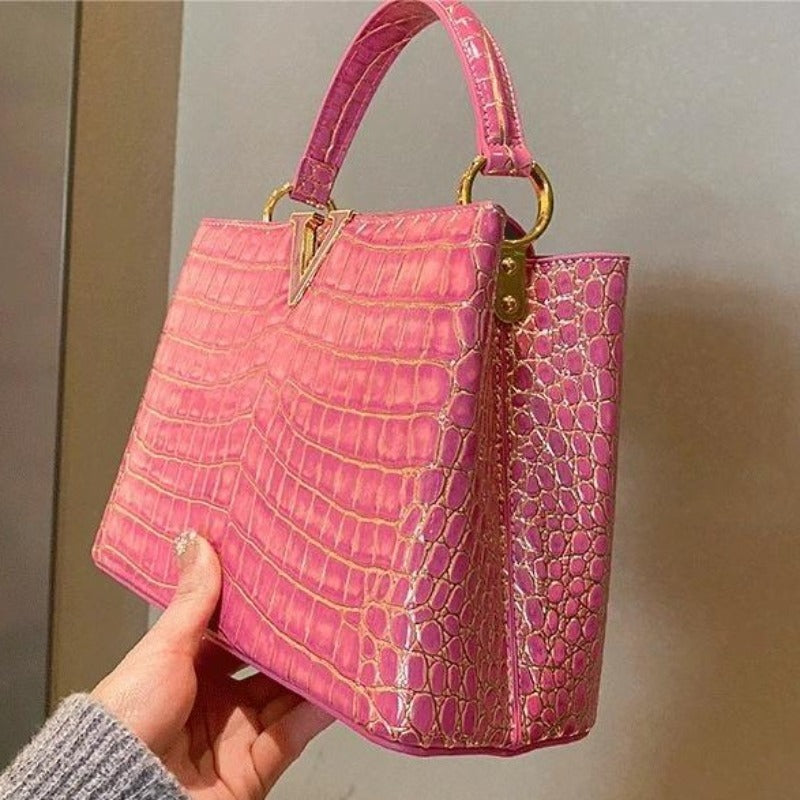 #211 Imitated Crocodile Print Handbag