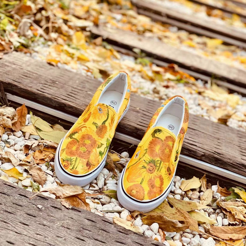 #010 Van Gogh Theme Hand-Painted Canvas Shoes