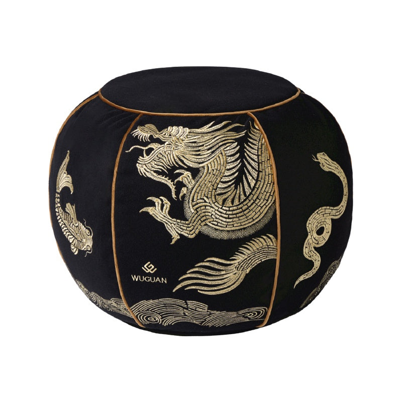 3D Exquisite Embroidered Dragon Ottoman Footstool