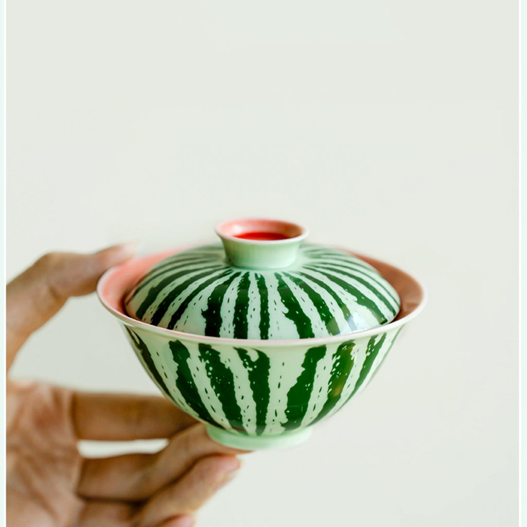 Watermelon Gaiwan Playful Ceramic Gaiwan with Fruit-Inspired Design