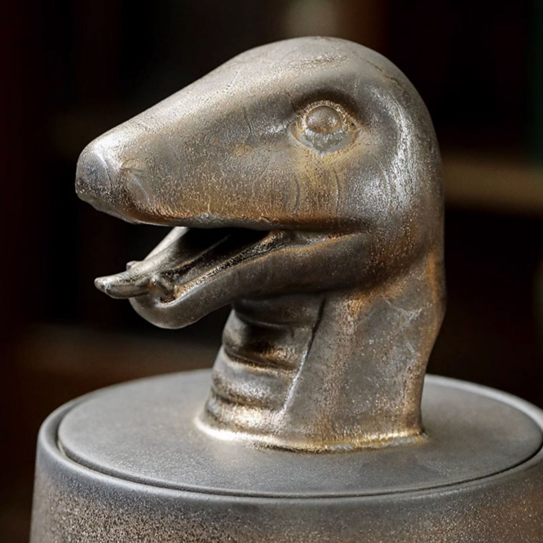 Gilded Zodiac Tea Caddy - 12 Chinese Animal Sign Ceramic Storage Jar