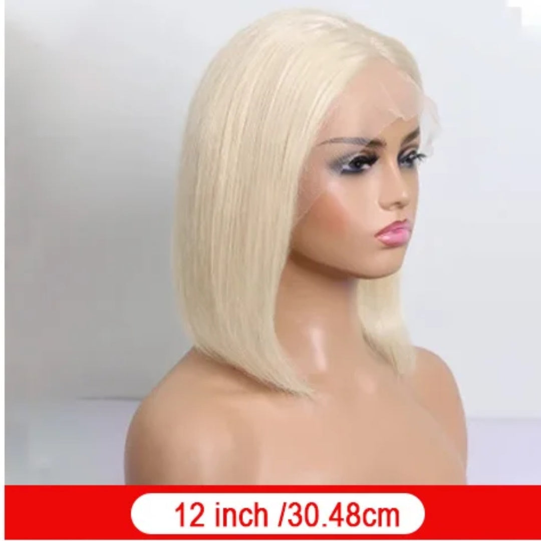 100% Human Hair Half Lace Wig with Hand-Tied Bangs - DIY Color and Style, Default 180% Density