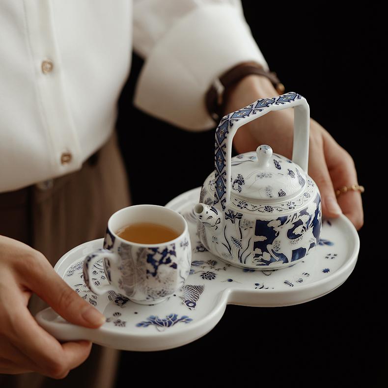 5Pcs Silver Wire Inlay Teapot Set