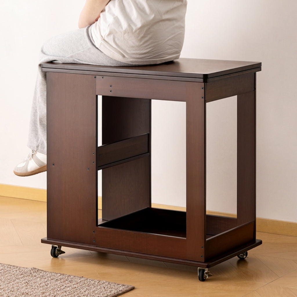 Multi-Functional Rolling End Table with Foldable Shelf