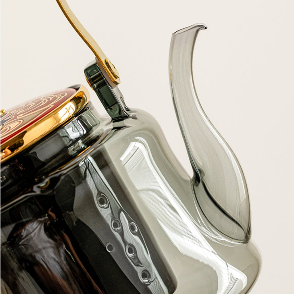 Imperial Glass Teapot Electric Tea Set - Traditional Brewing Kit with Transparent Ash-Grey Teapot & Electric Warmer