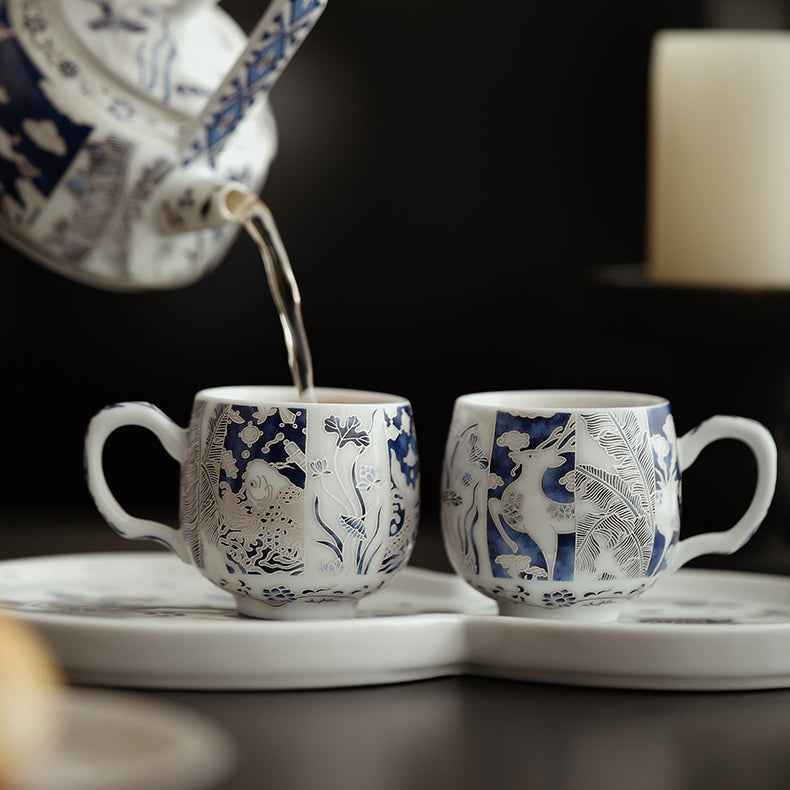 5Pcs Silver Wire Inlay Teapot Set