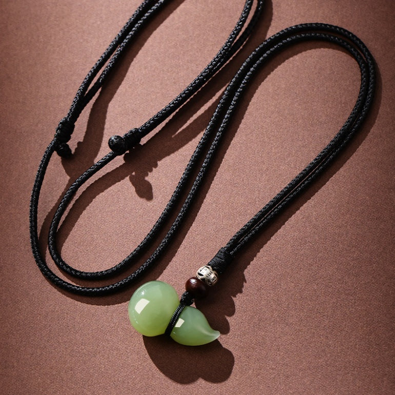 Natural Hetian Jade Gourd Pendant Necklace