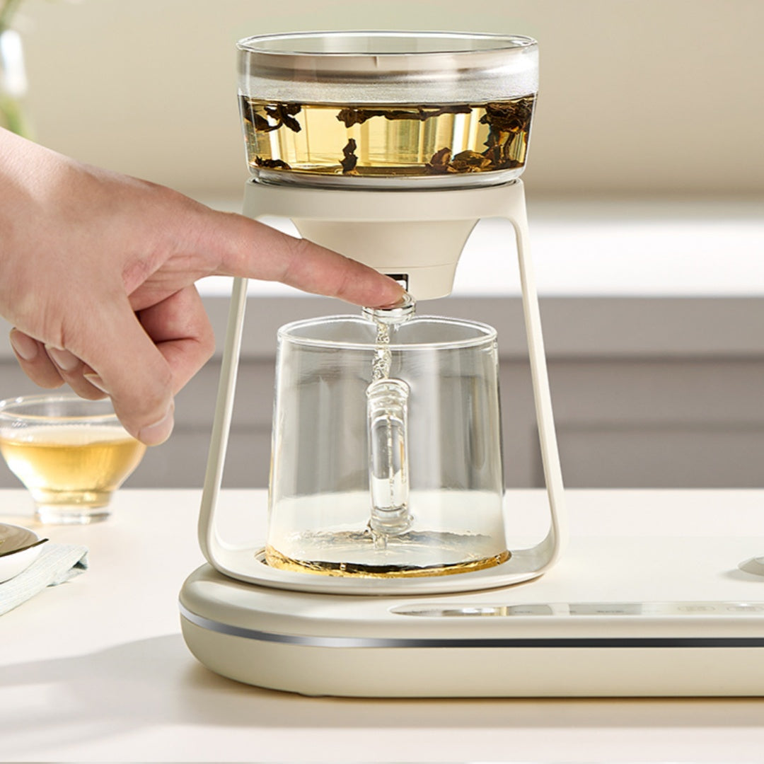 Electric Tea Kettle with Glass Pot Steam Tea Maker - Automatic Spray-Type Brewing System