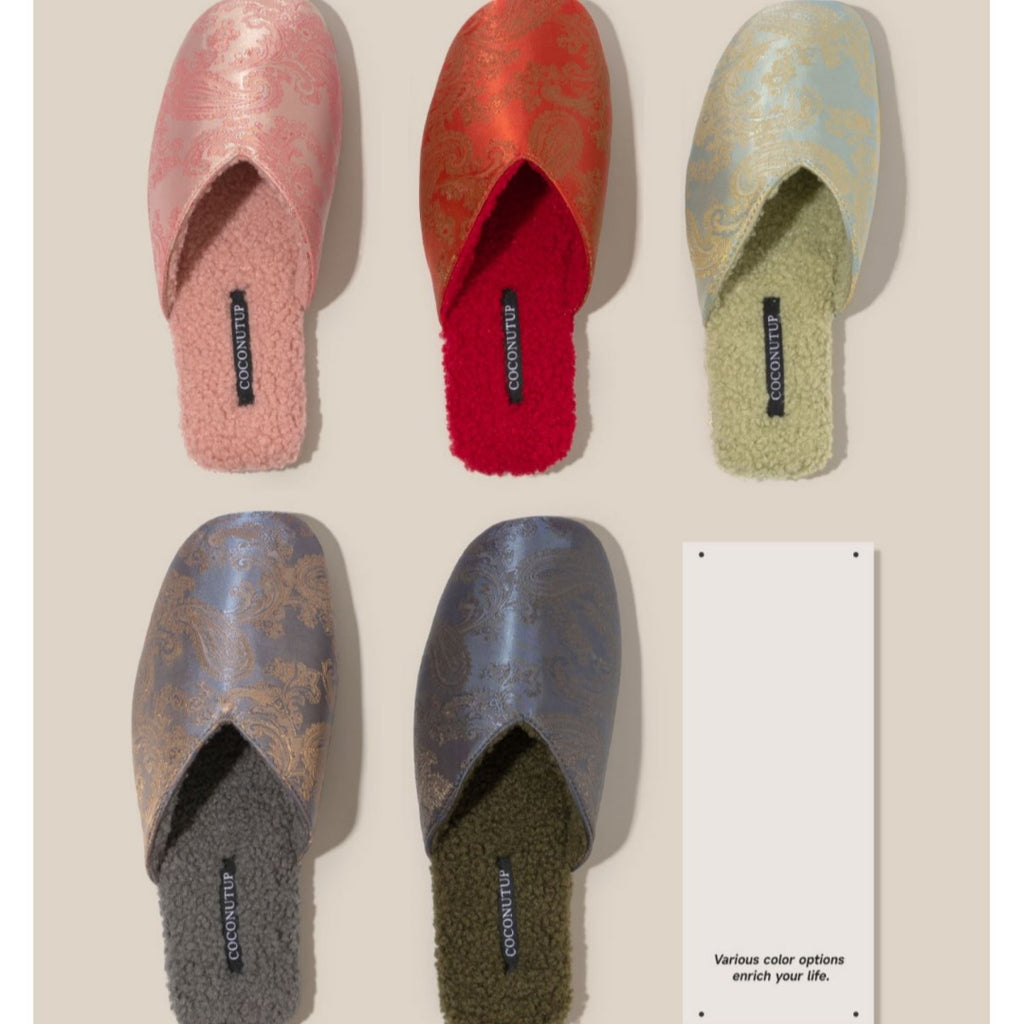 Luxury Velvet-Lined House Shoes with Camel Wool & Anti-Slip Sole