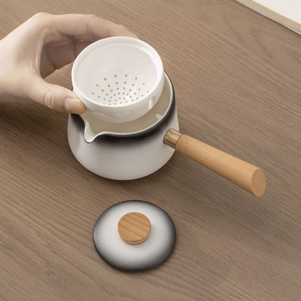 Rotating Auto-Brew Teapot(For Tea Balls) - Premium Ceramic Gongfu Tea Maker with 360° Swivel Base