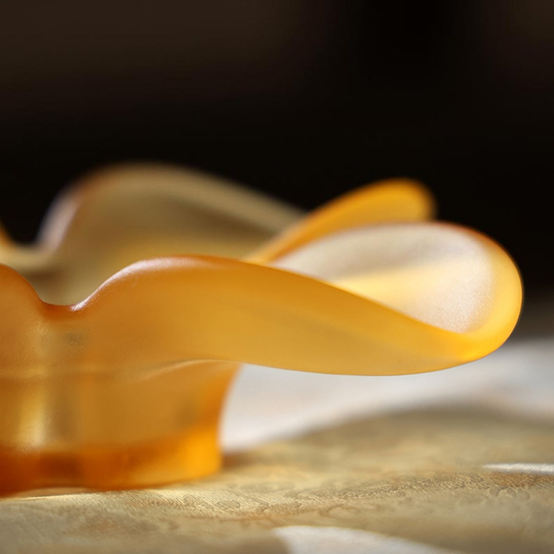 Autumn Fragrance Ancient Glass Osmanthus Tea Cup and Coaster Set