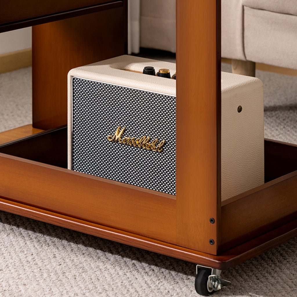 Multi-Functional Rolling End Table with Foldable Shelf