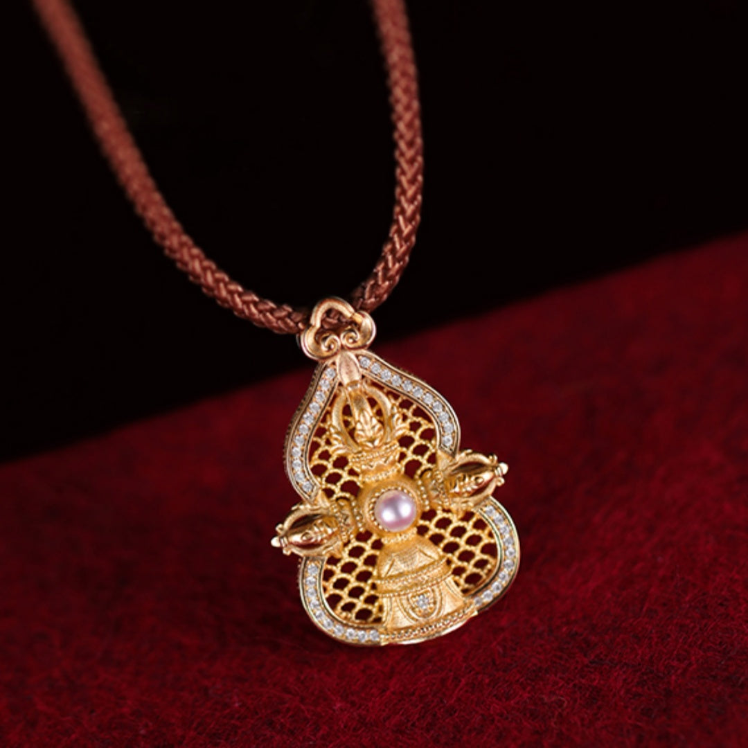 As You Wish Heavy Craftsmanship Retro Design Premium New Chinese Style Gourd Sterling Silver Pendant Necklace