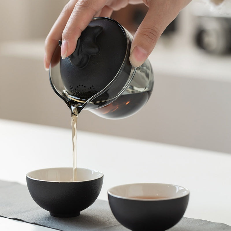 A beautifully crafted collection Ceramic Rabbit Travel Tea Set