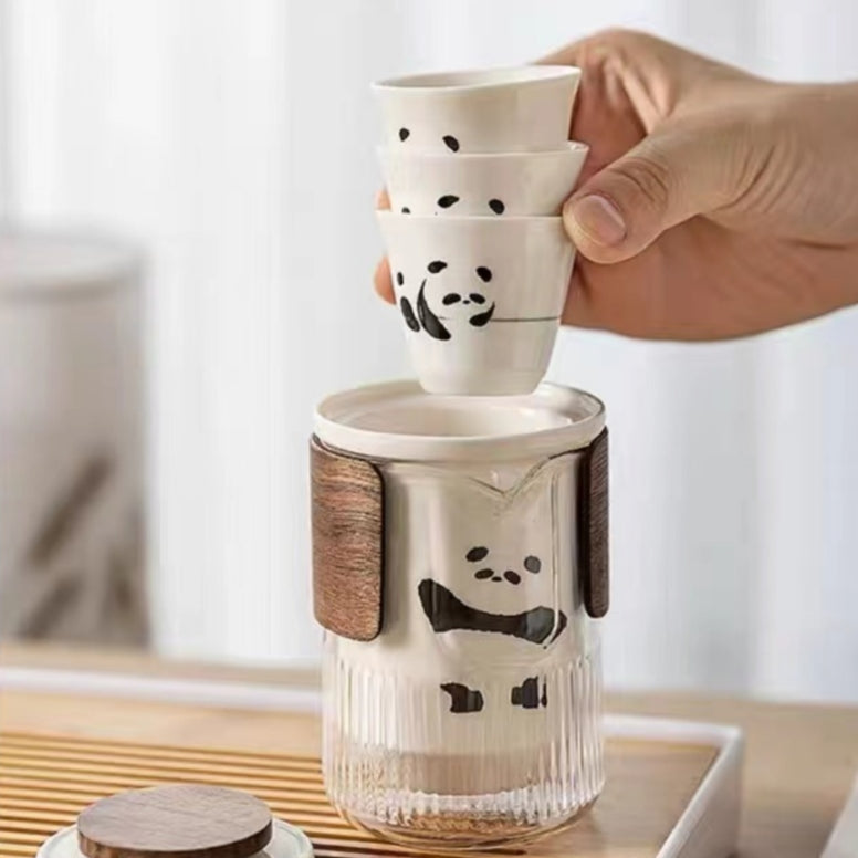 #177 Happy Panda Portable Tea Set