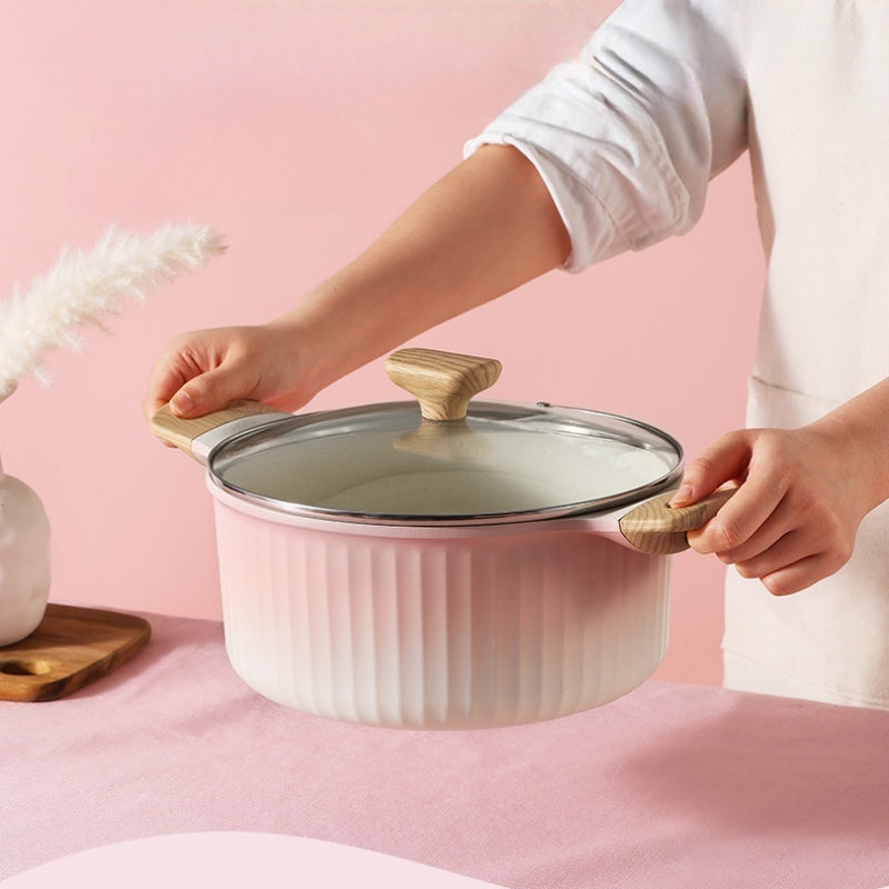 Pink Color Changing Non Stick Saucepan Set