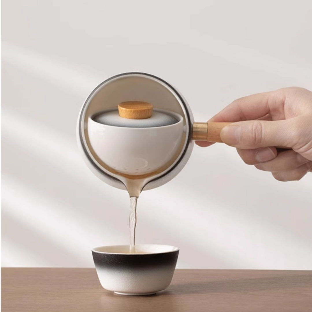 Rotating Auto-Brew Teapot(For Tea Balls) - Premium Ceramic Gongfu Tea Maker with 360° Swivel Base
