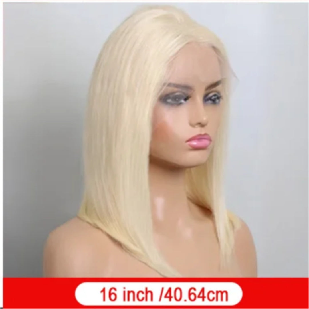100% Human Hair Half Lace Wig with Hand-Tied Bangs - DIY Color and Style, Default 180% Density