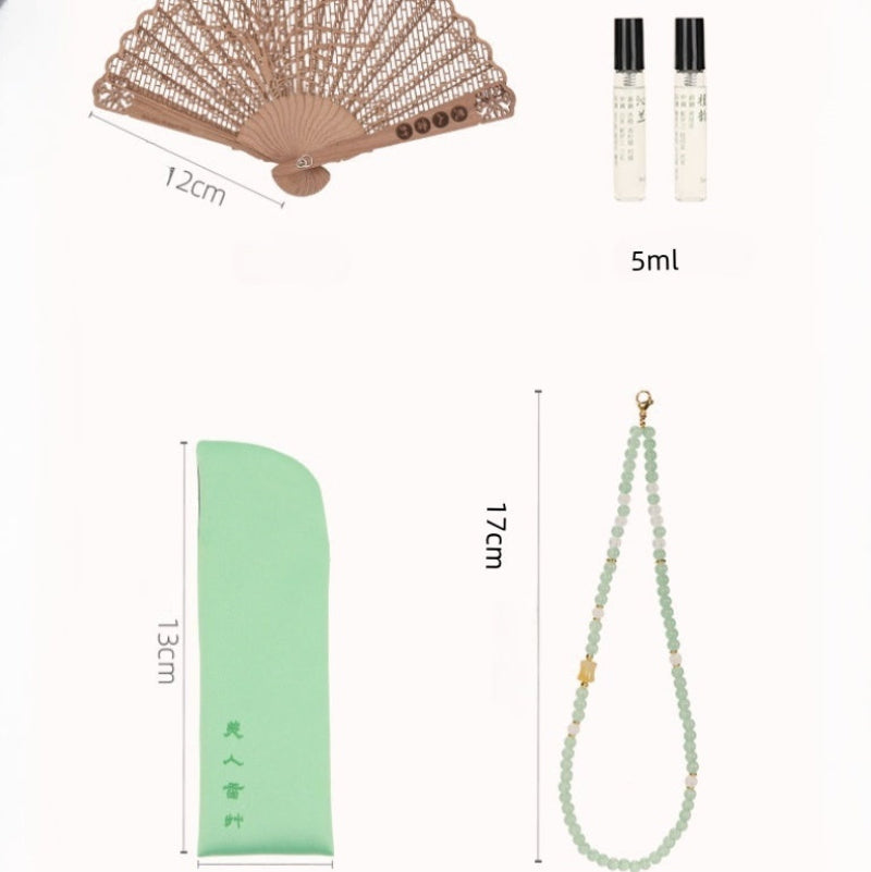 Elegant Beauty and Fragrance Wooden Aromatherapy Folding Fan Exquisite Handcrafted Decor