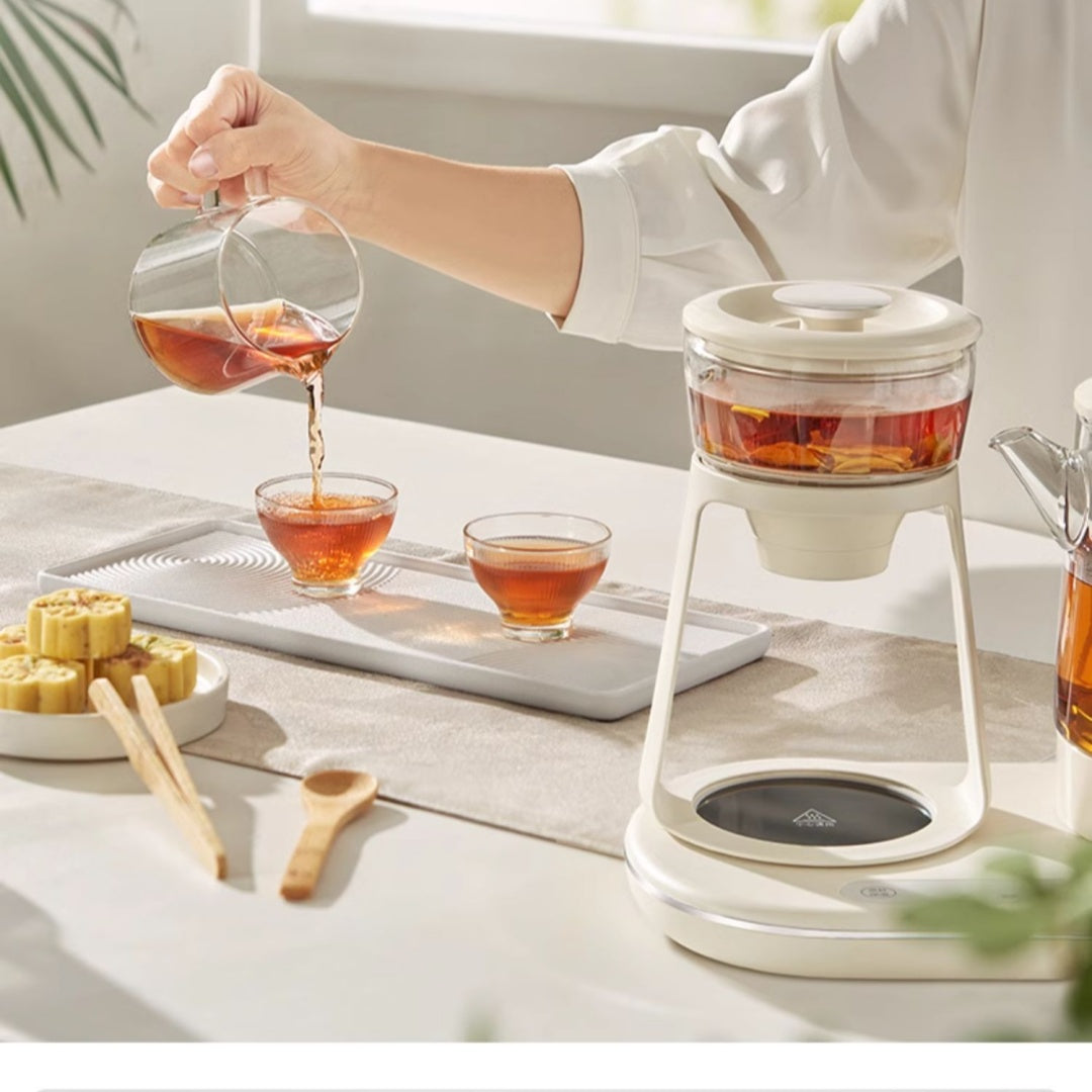 Electric Tea Kettle with Glass Pot Steam Tea Maker - Automatic Spray-Type Brewing System