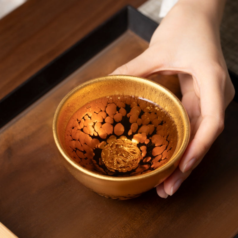 Premium 999 Pure Silver and 24K Gold Gilded Dragon Tea Set