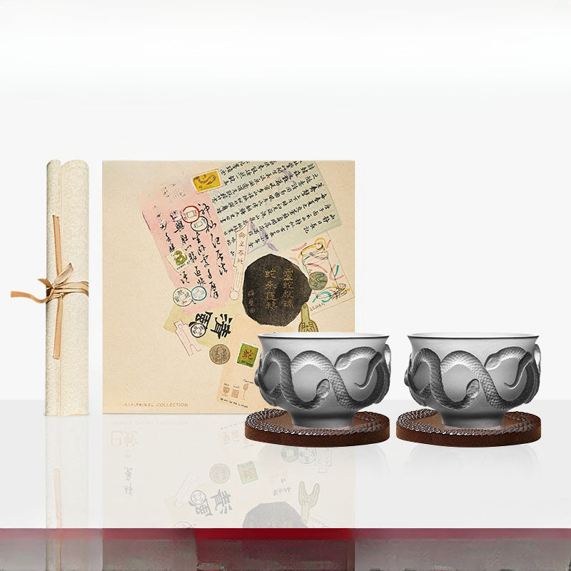Chinese Zodiac Series: Year Of The Snake Limited Edition Snake Patterned Liuli Tea Set Gift Box