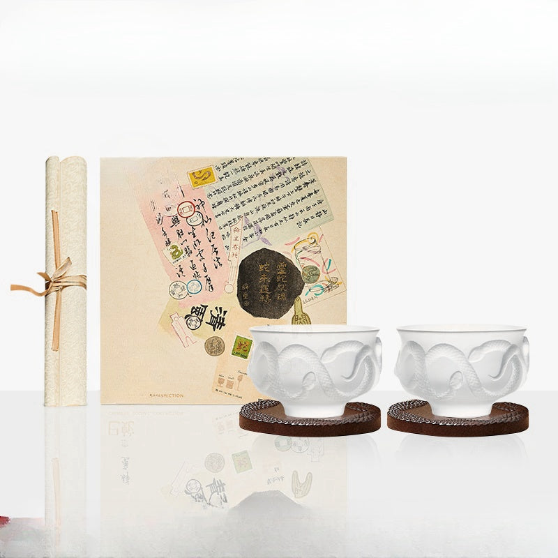 Chinese Zodiac Series: Year Of The Snake Limited Edition Snake Patterned Liuli Tea Set Gift Box