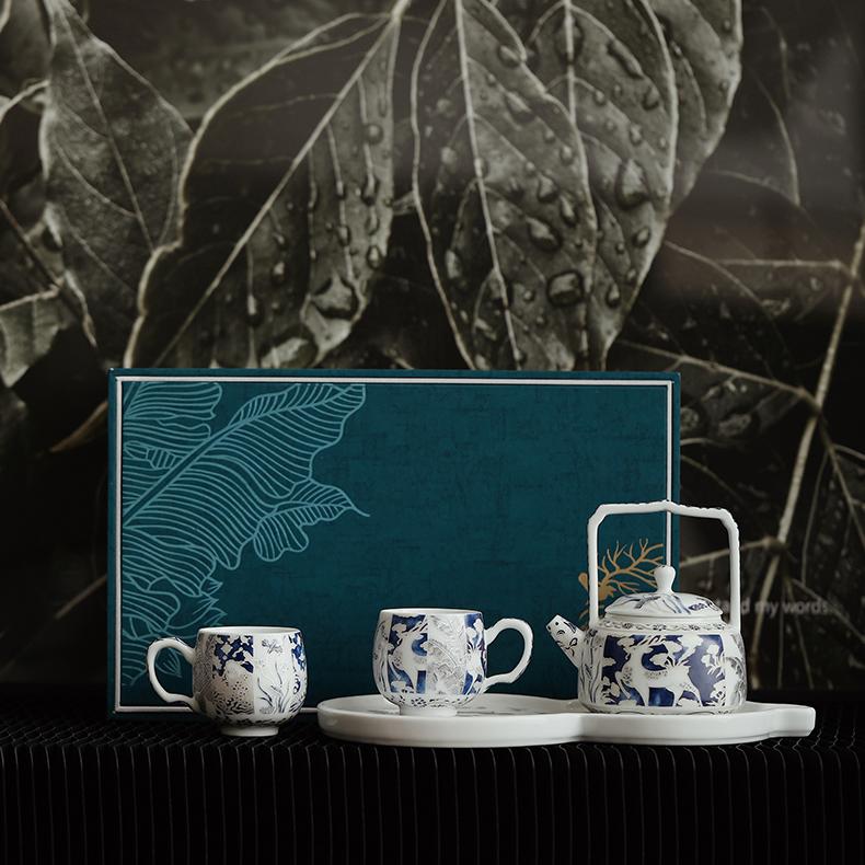 5Pcs Silver Wire Inlay Teapot Set