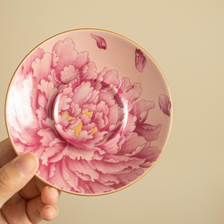 Pink Peony Ceramic Gaiwan