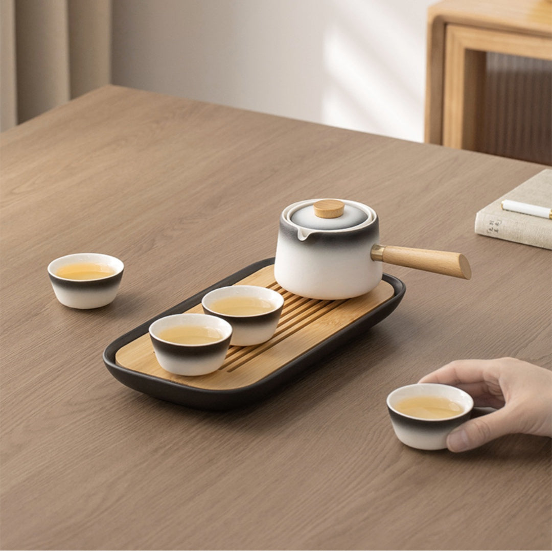 Rotating Auto-Brew Teapot(For Tea Balls) - Premium Ceramic Gongfu Tea Maker with 360° Swivel Base