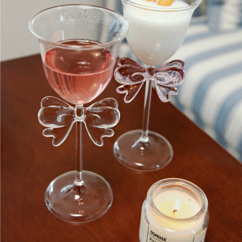 Handcrafted Bowknot Wine Champagne Glasses