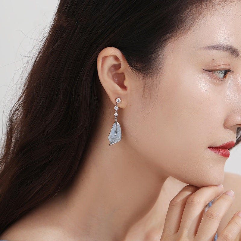 Sea Salt Ice Crystal Leaf Earrings - 2025 New Arrival