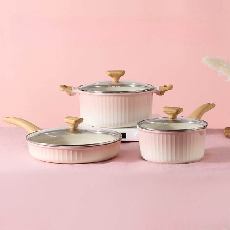 Pink Color Changing Non Stick Saucepan Set