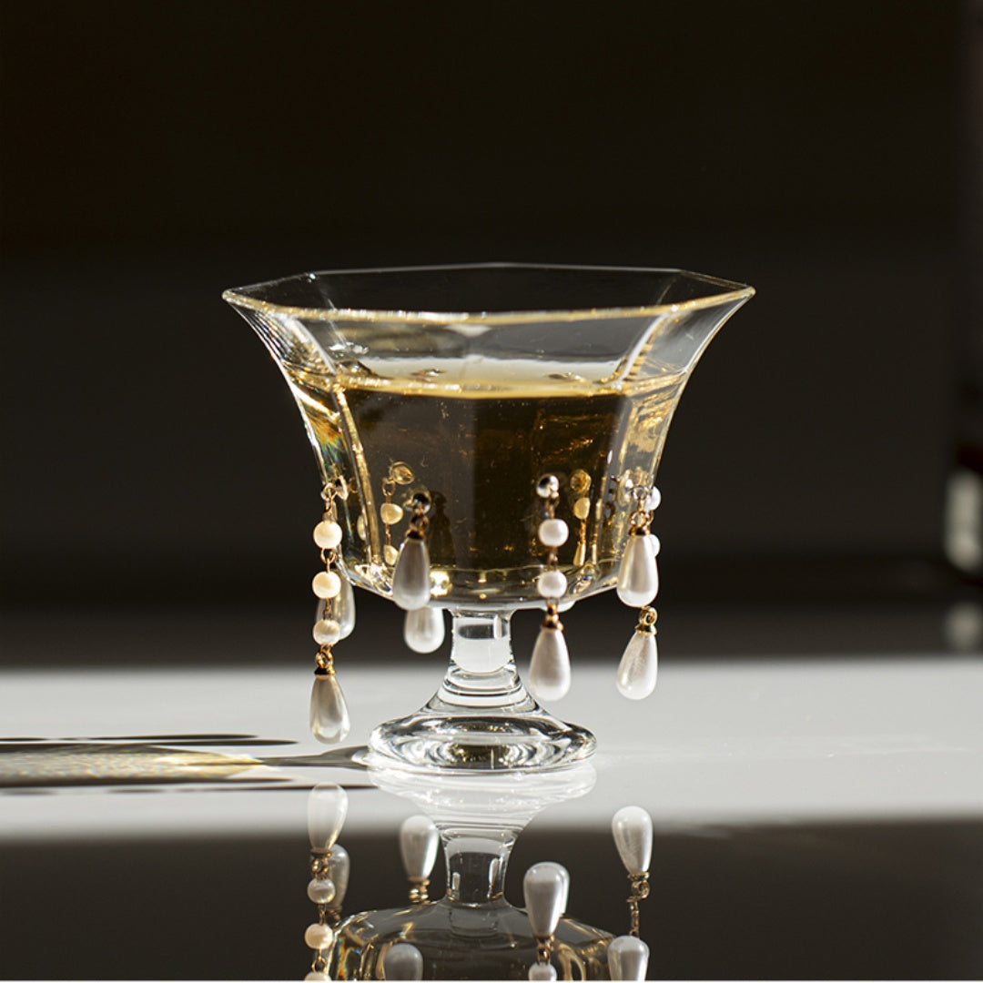 "Mermaid's Tear" Octagonal Glass Tea Cup