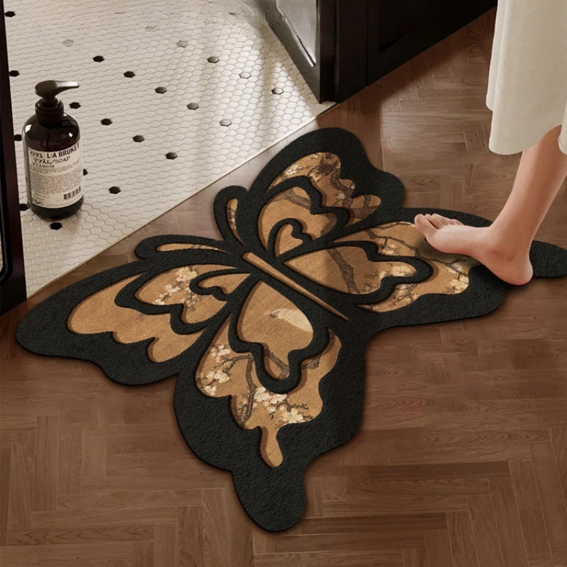 Vintage Butterfly Algae Mud Bathroom Absorbent Mat
