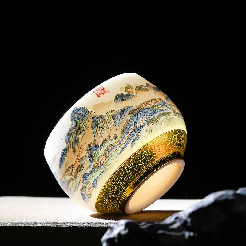 Thousand Miles Of Rivers And Mountains Porcelain Tea Cup 160ml- High-End Customizable Gift For Tea Lovers