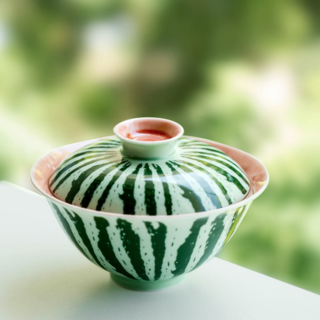 Watermelon Gaiwan Playful Ceramic Gaiwan with Fruit-Inspired Design