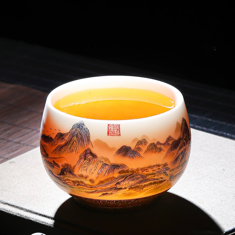 Thousand Miles Of Rivers And Mountains Porcelain Tea Cup 160ml- High-End Customizable Gift For Tea Lovers