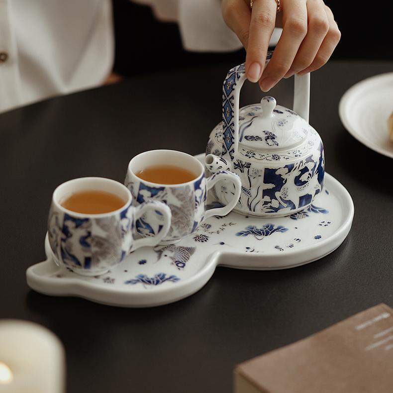 5Pcs Silver Wire Inlay Teapot Set