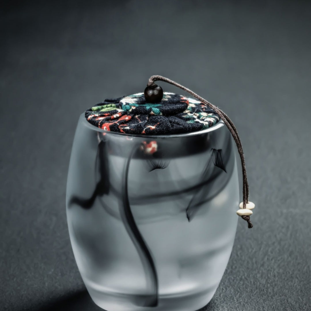 "Ink Wash" Glass Tea Canister with Wooden Lid