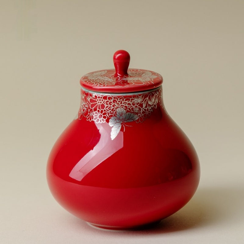 Elegant Butterfly Ceramic Tea Caddy