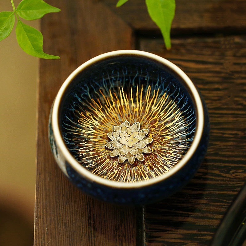 Supreme Cup 55ml- Golden Thread Tianmu (Lotus) Chinese High-End Glazed Tea Cup