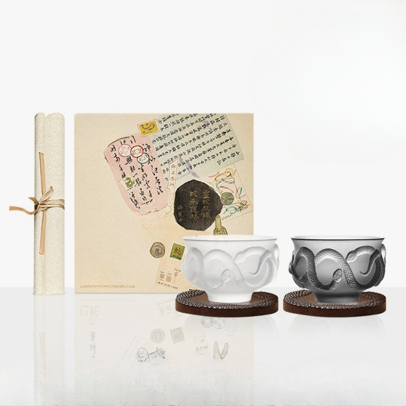 Chinese Zodiac Series: Year Of The Snake Limited Edition Snake Patterned Liuli Tea Set Gift Box