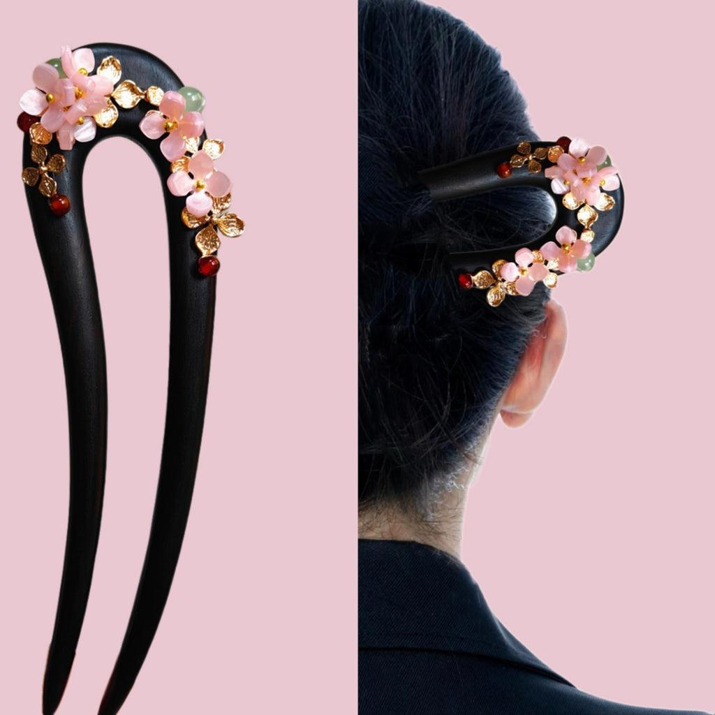 New Chinese Style Black Sandalwood U-shaped Hairpin