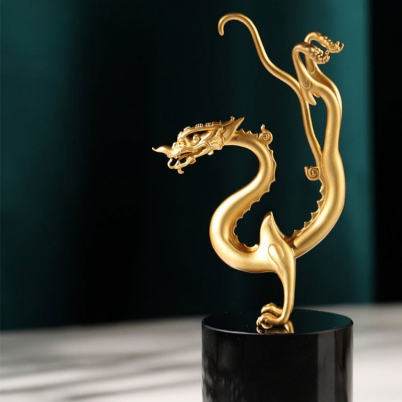 Exquisite Dragon Ornament Elegant Copper and Crystal Glass Decor
