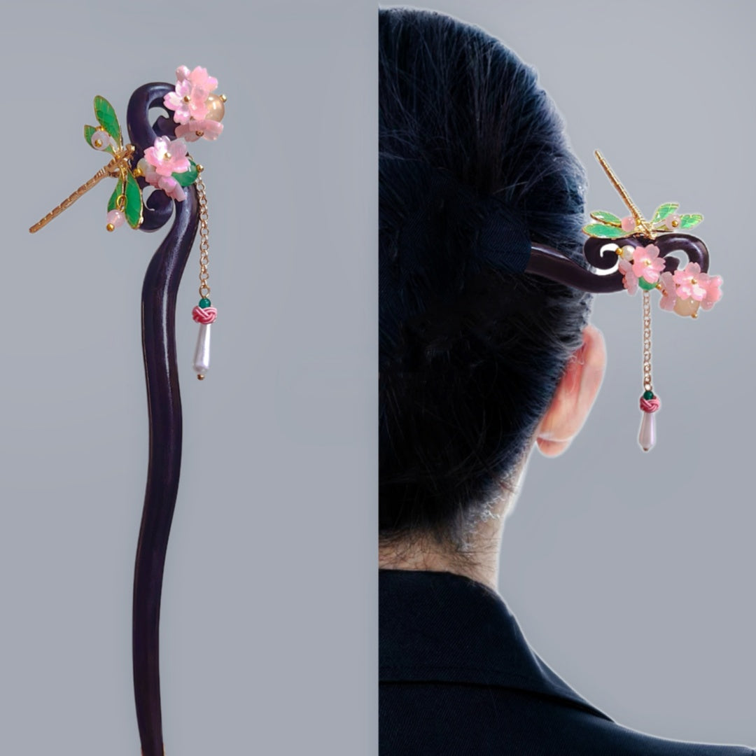 Dragonfly New Chinese Style Black Sandalwood Hairpin