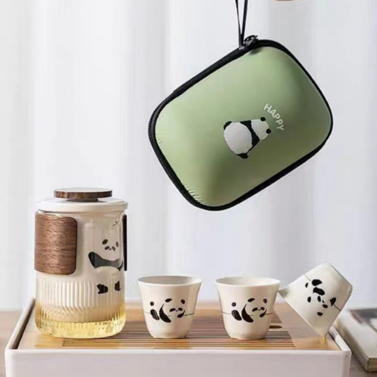 #177 Happy Panda Portable Tea Set