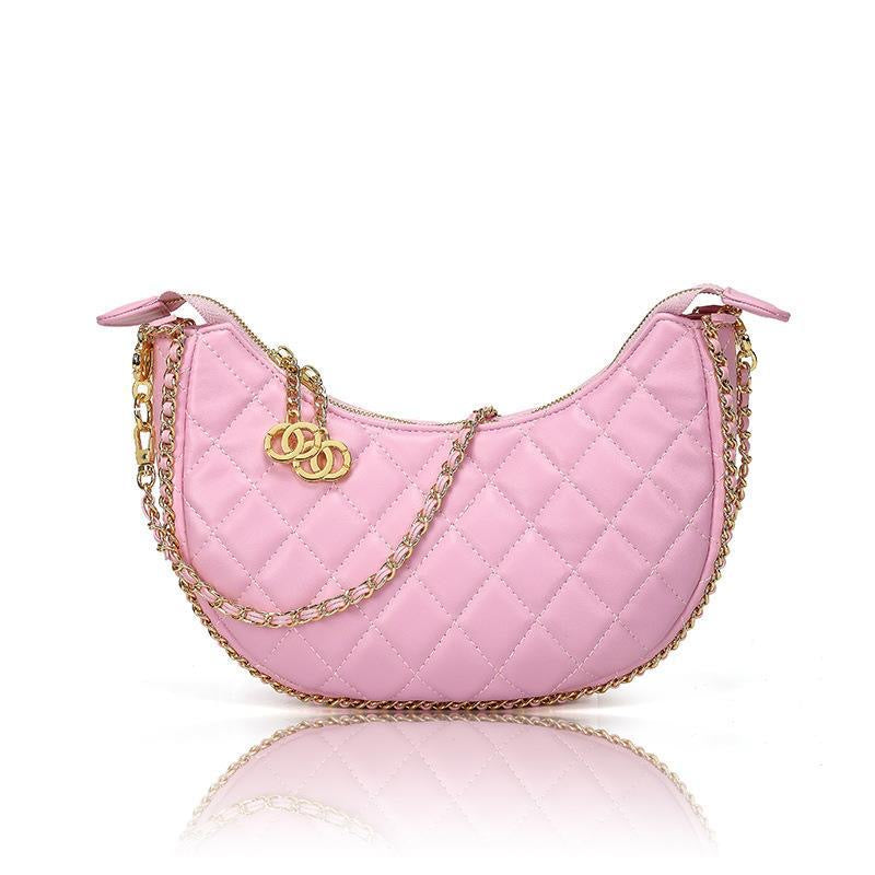 #207 Crescent-Shaped Chain Hobo Handbag