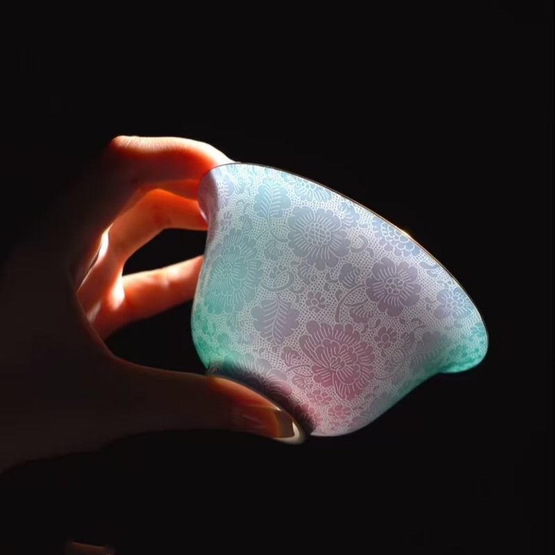 Jingdezhen Ceramic Tea Bowl Set 150ml - Handcrafted With Gold Accents Ideal Gift For Tea Enthusiasts