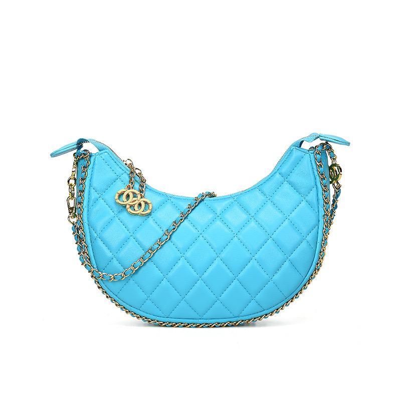 #207 Crescent-Shaped Chain Hobo Handbag